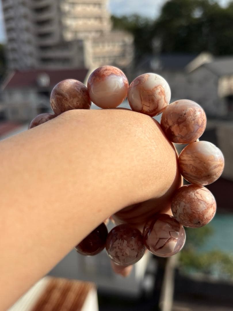 レア入荷♡笑い口桜アゲート♡18ミリ　ブレスレット