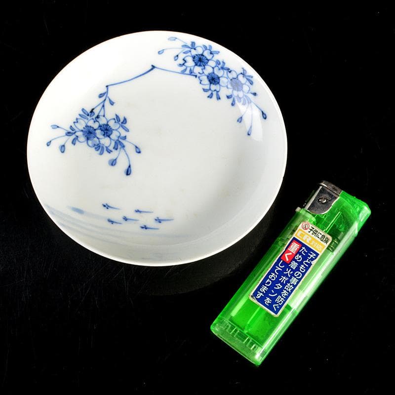 和食器　瀬戸焼　古瀬戸　染付　桜メダカ文　盛塩皿　皿　十三客　V　R7265