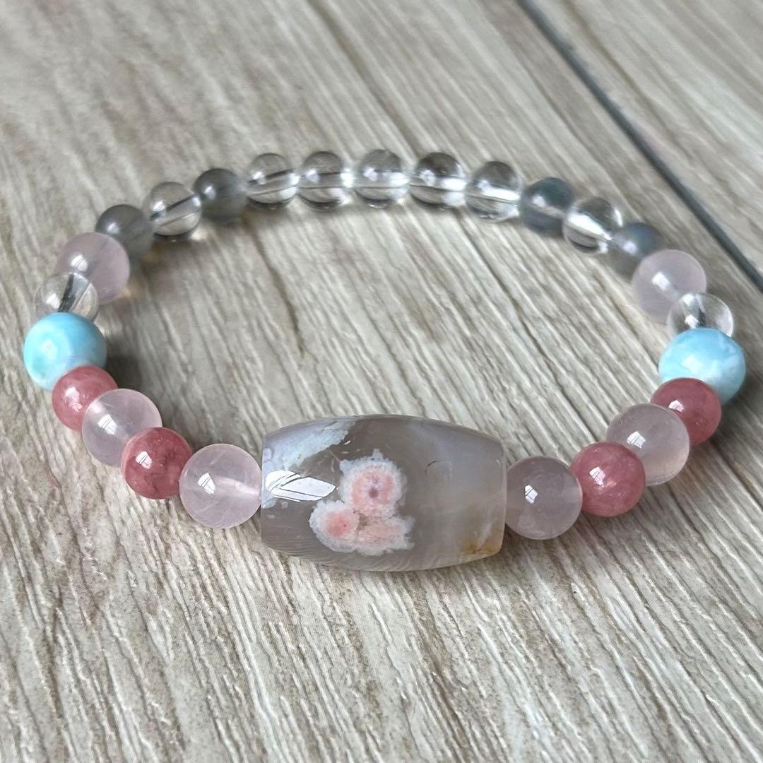 運命の人を引き寄せる/チェリーブロッサムアゲート 他/パワーストーンブレスレット