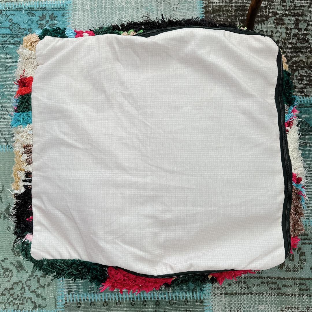 モロッコのヴィンテージプフ18 ボシャルウィット ピンク ブルー グリーン