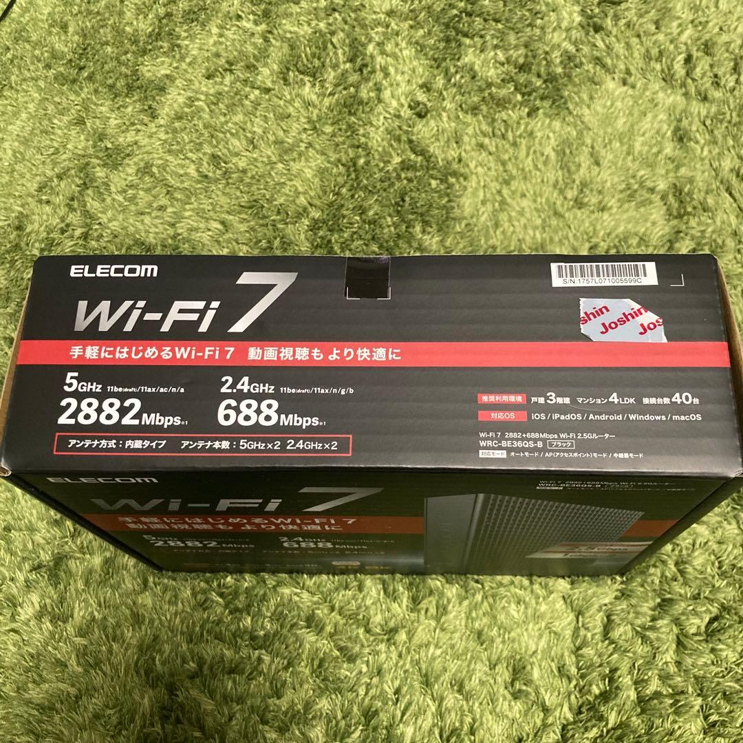 ELECOM Wi-Fi 7 ルーター WRC-BE36QS-B