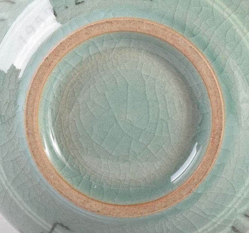 韓国人間文化財　柳海剛作　高麗青磁　象嵌花草鳥文瓶　共箱　C　R5095