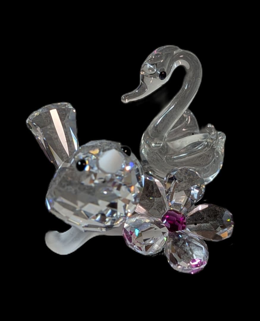 スワロフスキー　ベビーバードと花 美品 箱あり ガラスのスワン