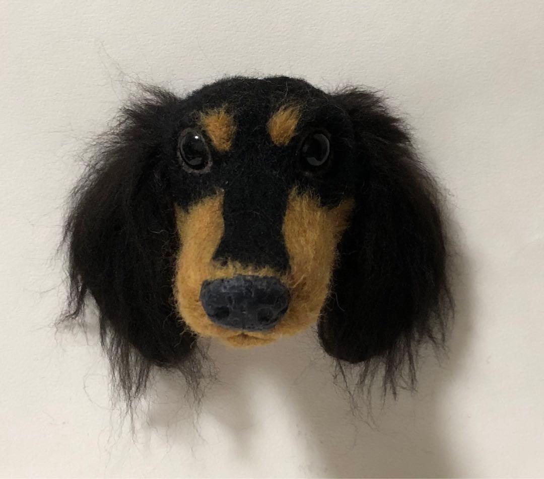 羊毛フェルト　オーダー　Mダックスフンド　犬　顔半立体