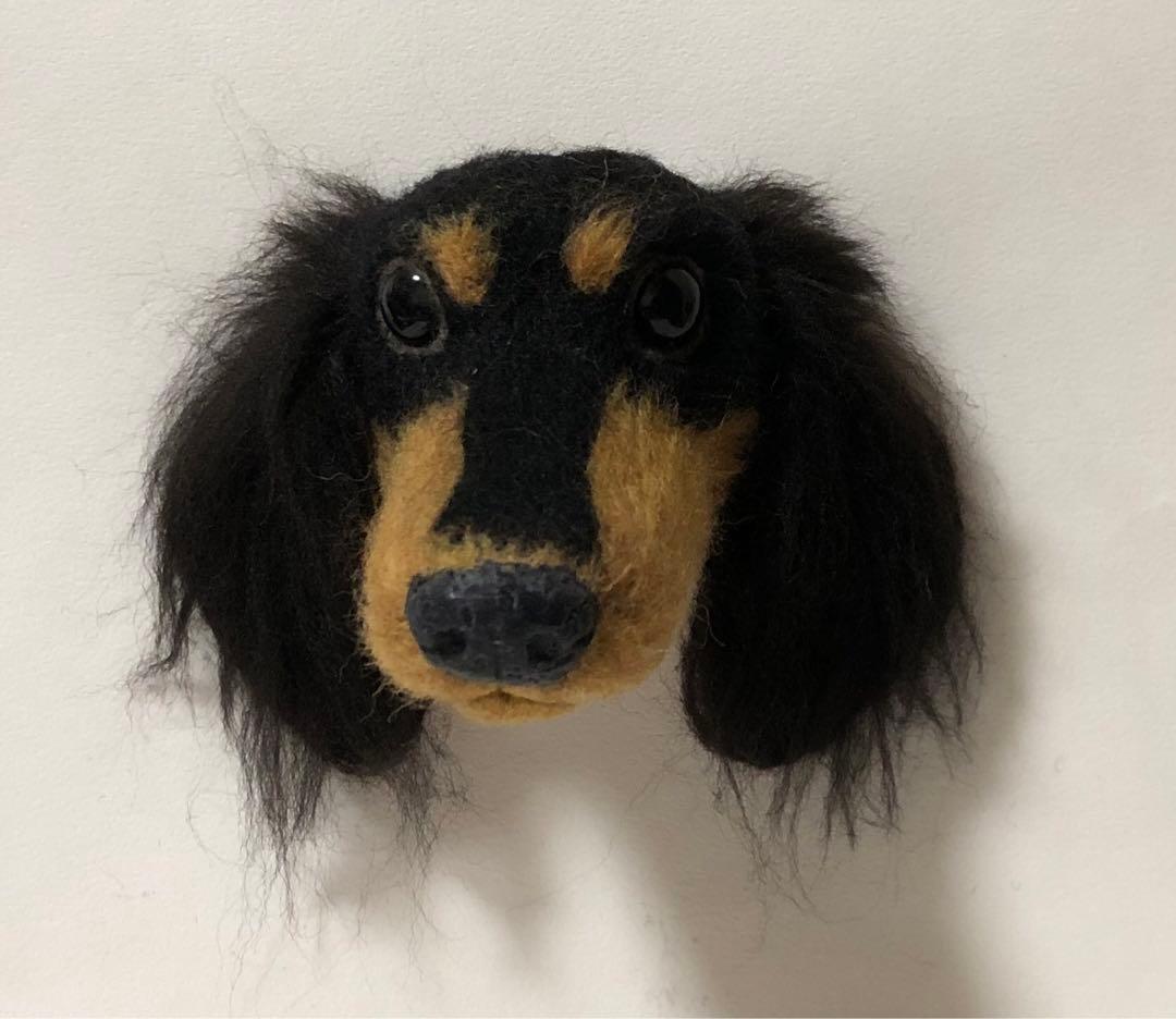 羊毛フェルト　オーダー　Mダックスフンド　犬　顔半立体