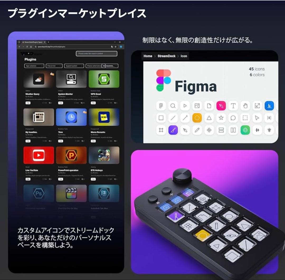 ストリームコントローラー 18 マクロキー ストリームデック 左手デバイス