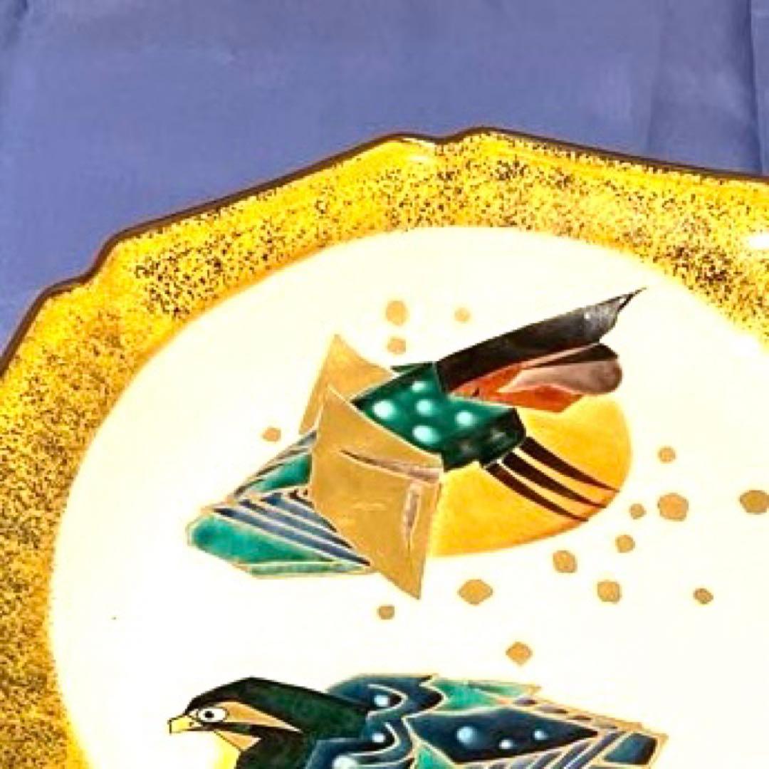 ⭐️九谷焼 政山 ◆大皿　九谷焼/政山造 おしどり飾皿(皿立付) アンティーク