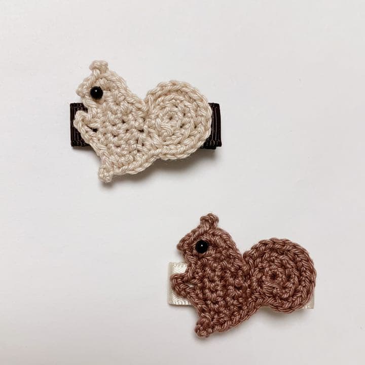 リス　ベビーキッズヘアクリップ　ヘアゴム　ヘアピン  ハンドメイド