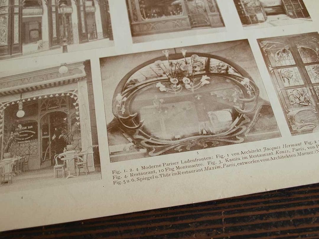稀少 ドイツ アールヌーヴォー インテリア家具建築写真集等 1900年/J898
