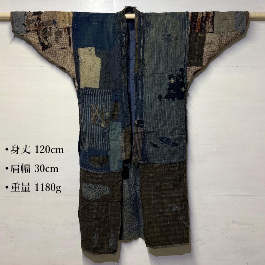 古布 木綿 藍染 刺子 継ぎ接ぎ 襤褸 ⑪ 野良着 サックリ さっくり boro