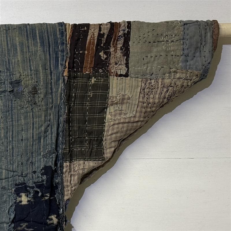 古布 木綿 藍染 刺子 継ぎ接ぎ 襤褸 ⑪ 野良着 サックリ さっくり boro