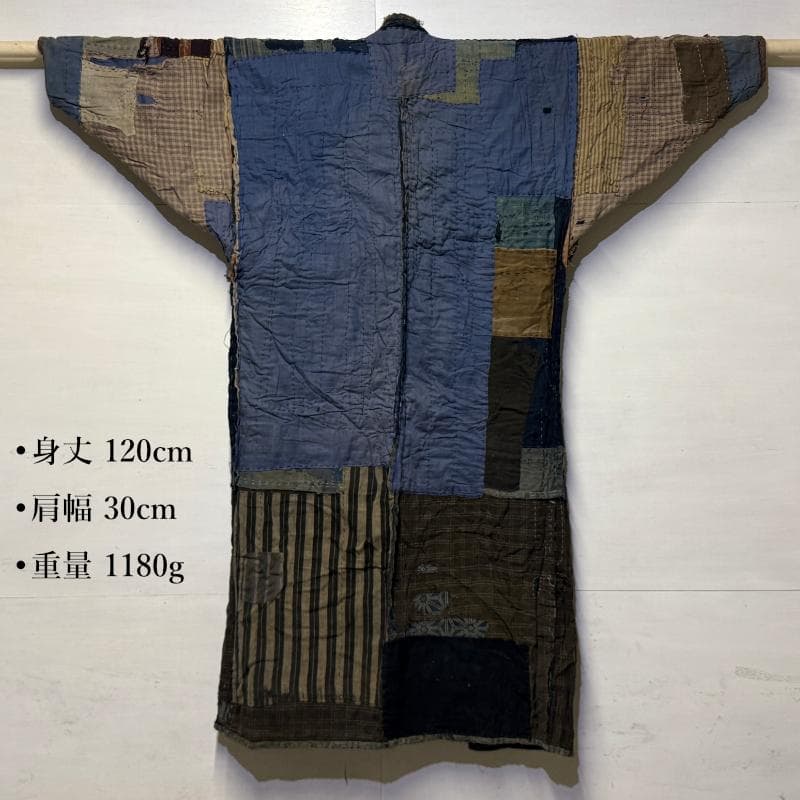 古布 木綿 藍染 刺子 継ぎ接ぎ 襤褸 ⑪ 野良着 サックリ さっくり boro