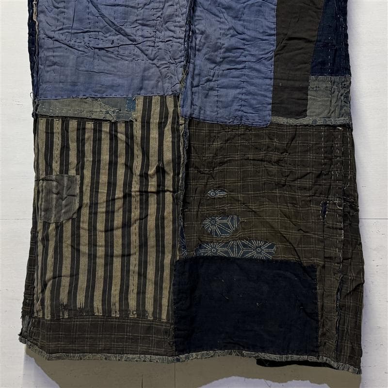 古布 木綿 藍染 刺子 継ぎ接ぎ 襤褸 ⑪ 野良着 サックリ さっくり boro