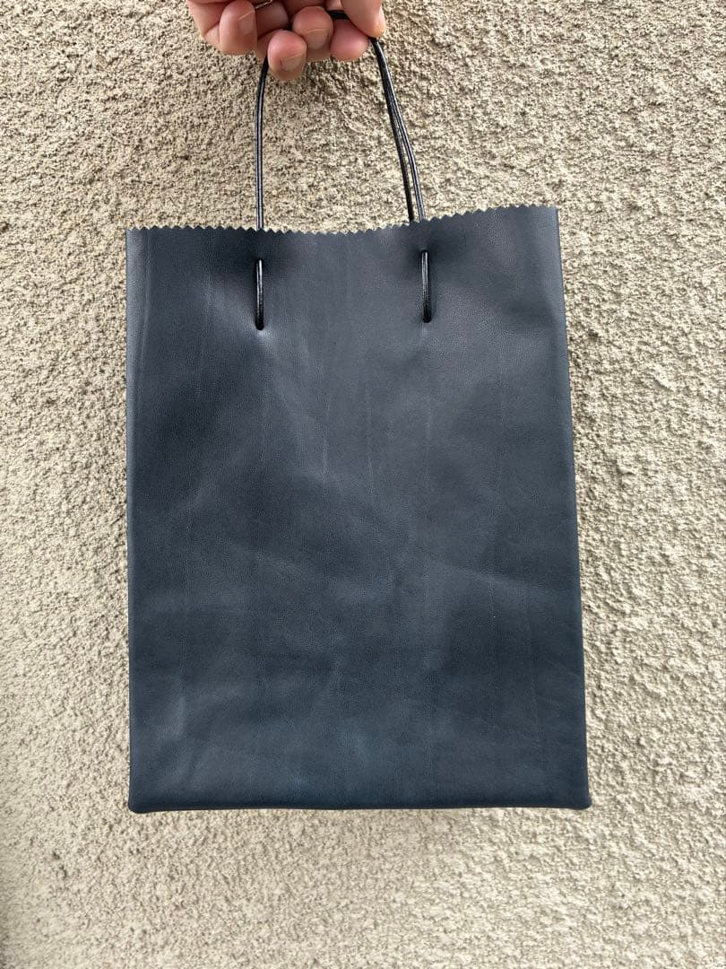 超限定品 紙袋ならぬ 革袋 ノーマルVer 馬革 レザー 本革 バッグ 紺糸