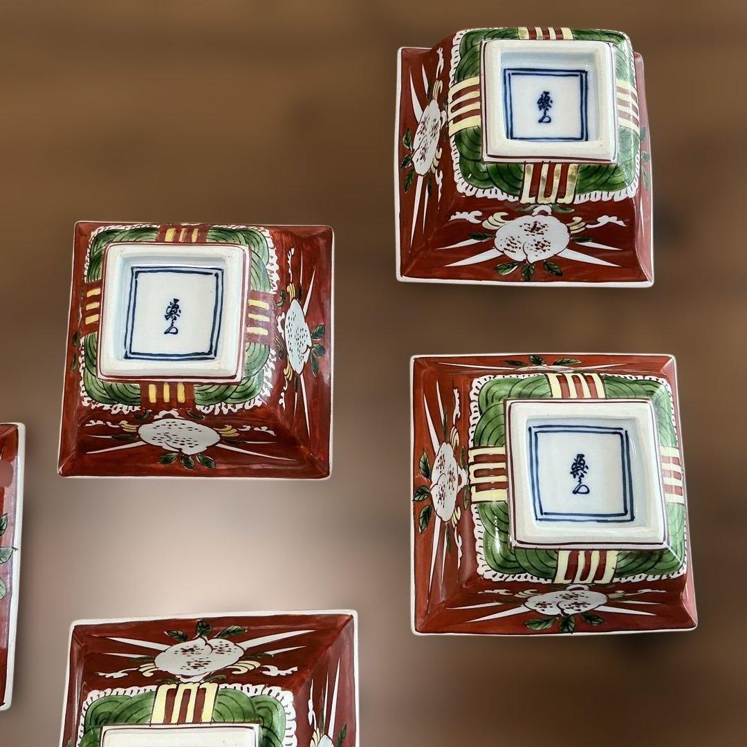 源右衛門　満暦赤絵　角小鉢　5客揃え　美品