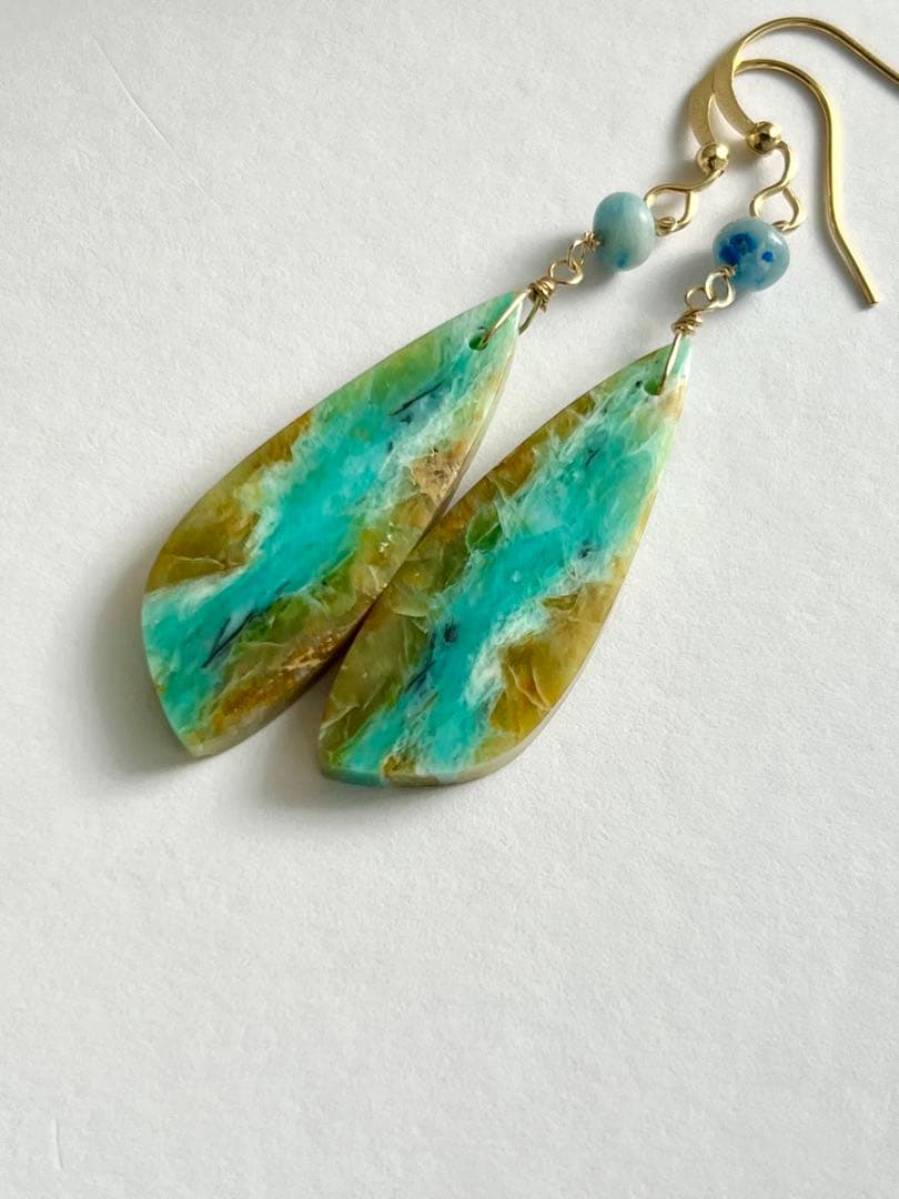 オパライズドウッド　高品質　アフガナイト　14kgf ピアス