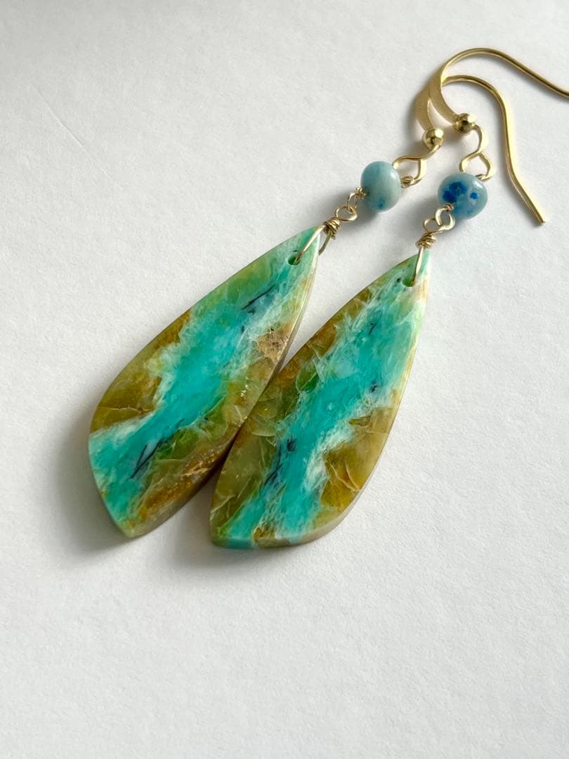 オパライズドウッド　高品質　アフガナイト　14kgf ピアス