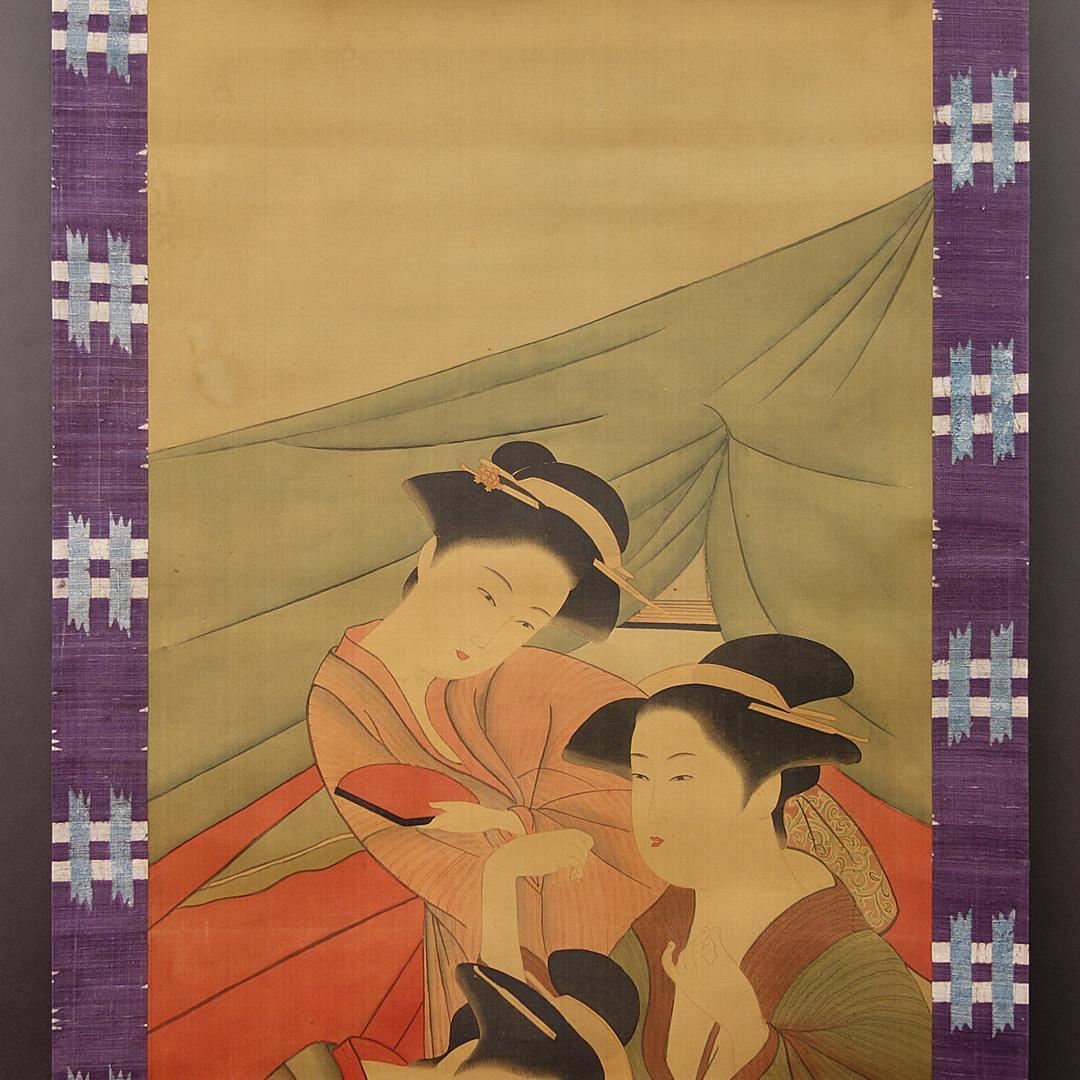 喜多川歌麿　美人図　掛軸　送料無料