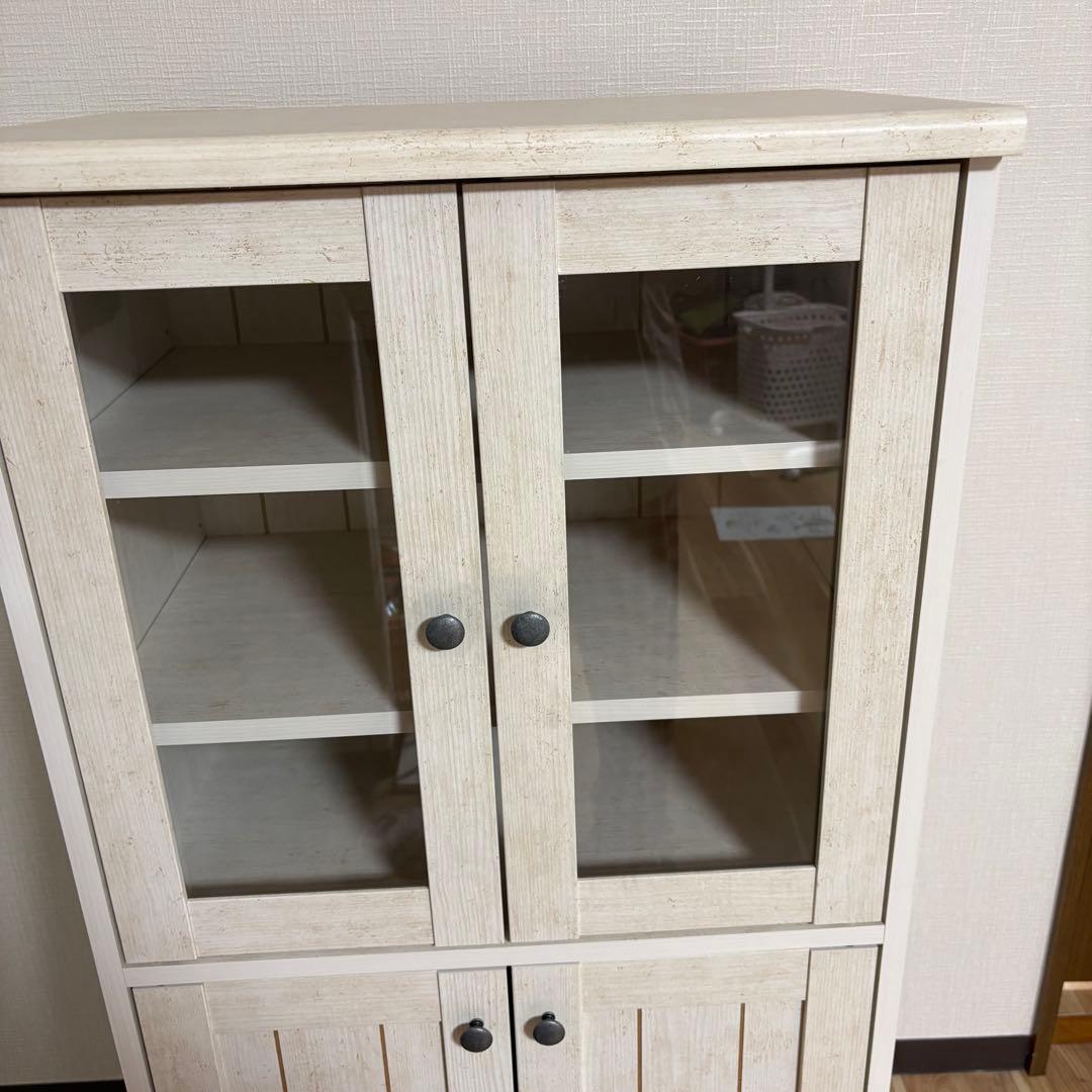 【即日発送対応】ニトリ リズバレー キャビネット ホワイト 食器棚 カントリー