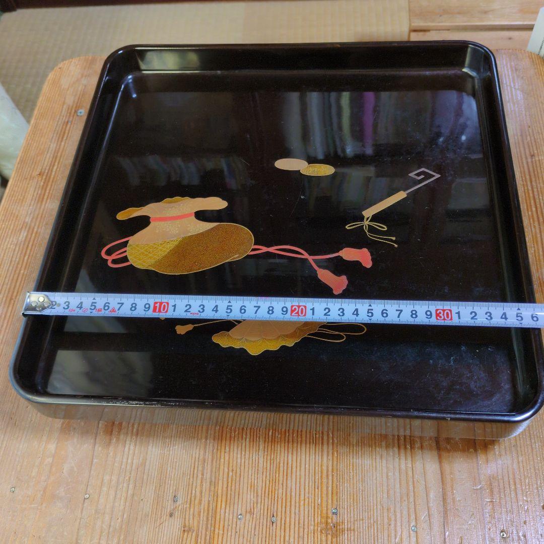 漆器製　黒　膳セット　お盆付き　計5セット