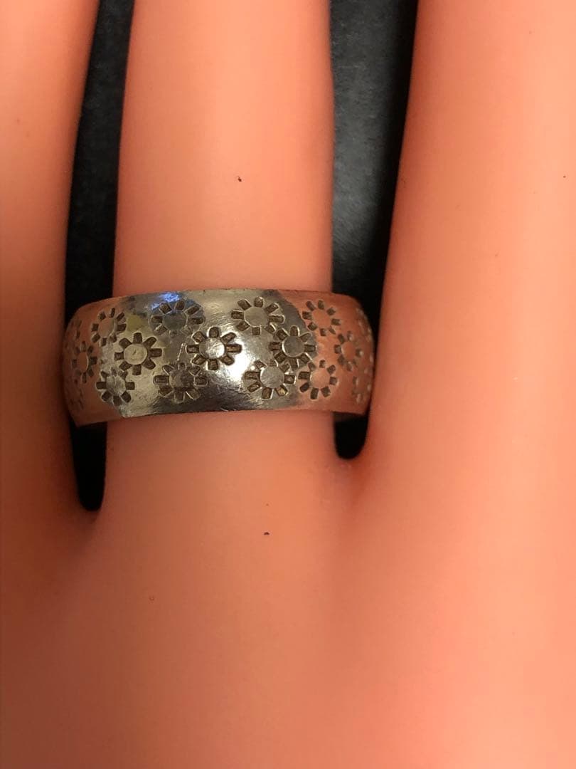 花模様 シルバーリング 約17号ヴィンテージ