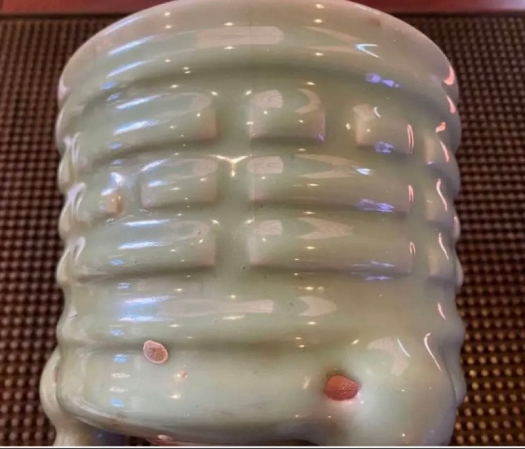 アンティーク・訳あり・青磁三脚香炉・白磁剣山付　２点セット レア