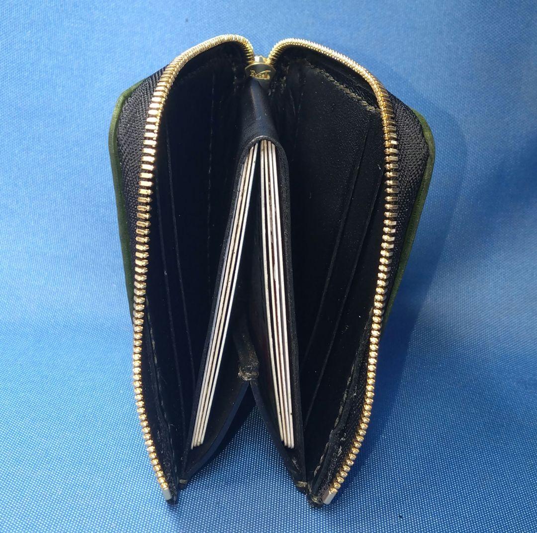 レザークラフト コードバン革 深緑色 L字ファスナー折り財布 【受注後製作】