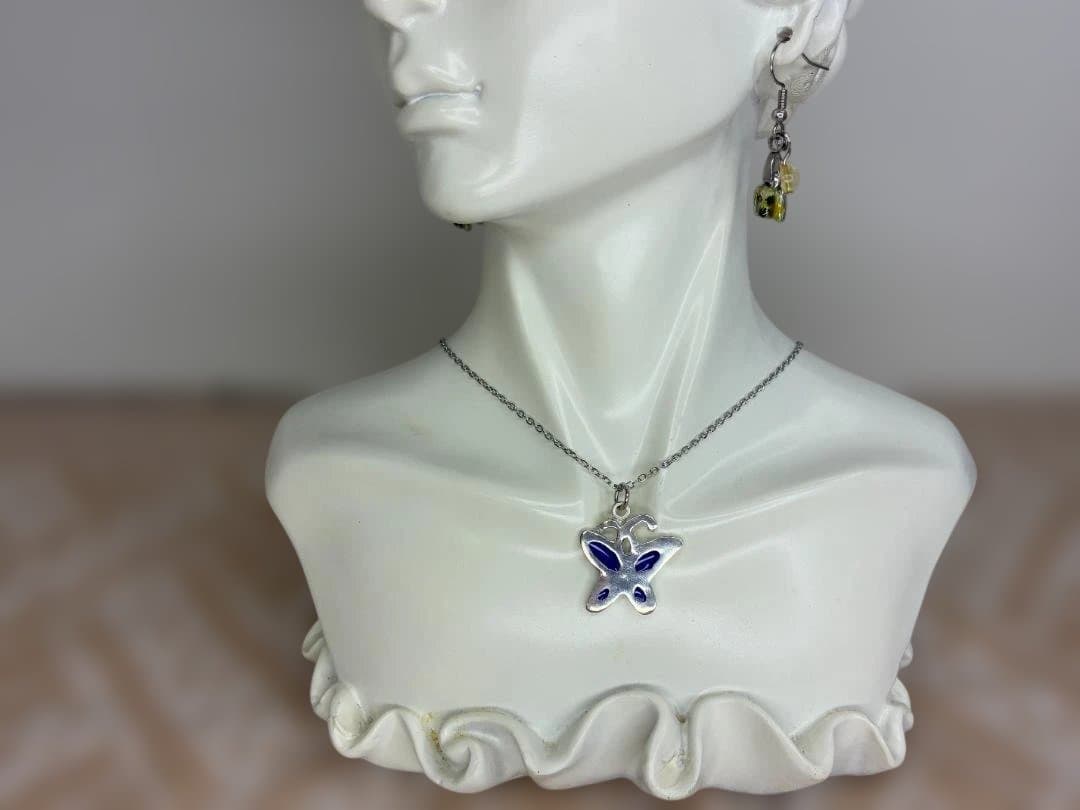 透胎七宝の蝶ネックレス｜ブルー × シルバー｜変化と成長のお守り