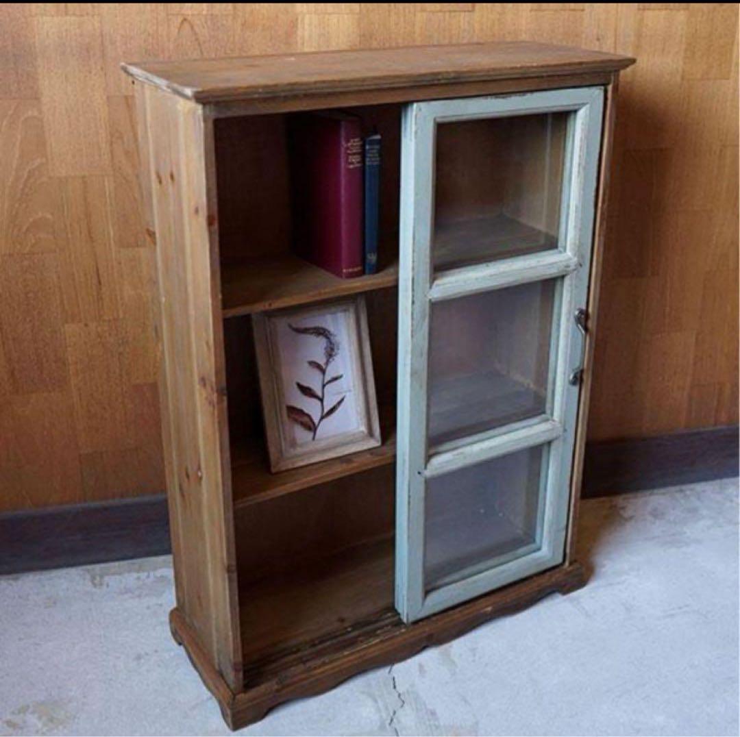 【再入荷分ラスト】グランシュマン 木製ガラス扉 収納キャビネット 引き戸シェルフ