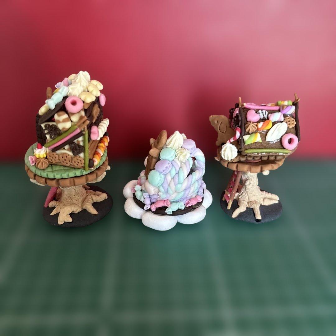 ミニチュアハンドメイド☆お菓子の家オブジェセット☆