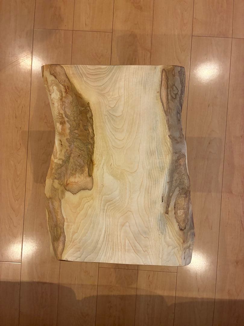 【 希少銘木】国産 栓（セン）一枚板サイドテーブル 皮付き 無垢材