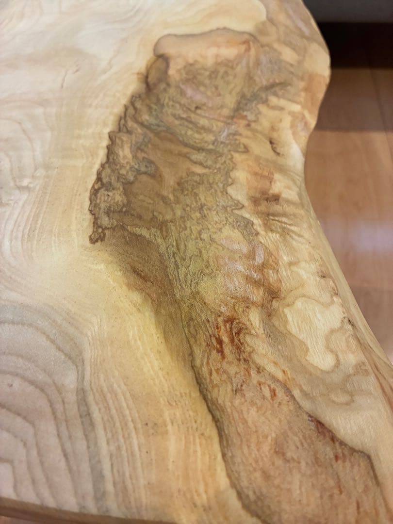 【 希少銘木】国産 栓（セン）一枚板サイドテーブル 皮付き 無垢材