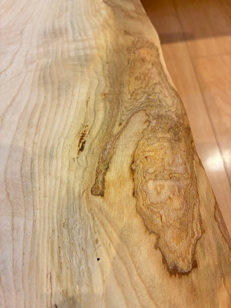 【 希少銘木】国産 栓（セン）一枚板サイドテーブル 皮付き 無垢材