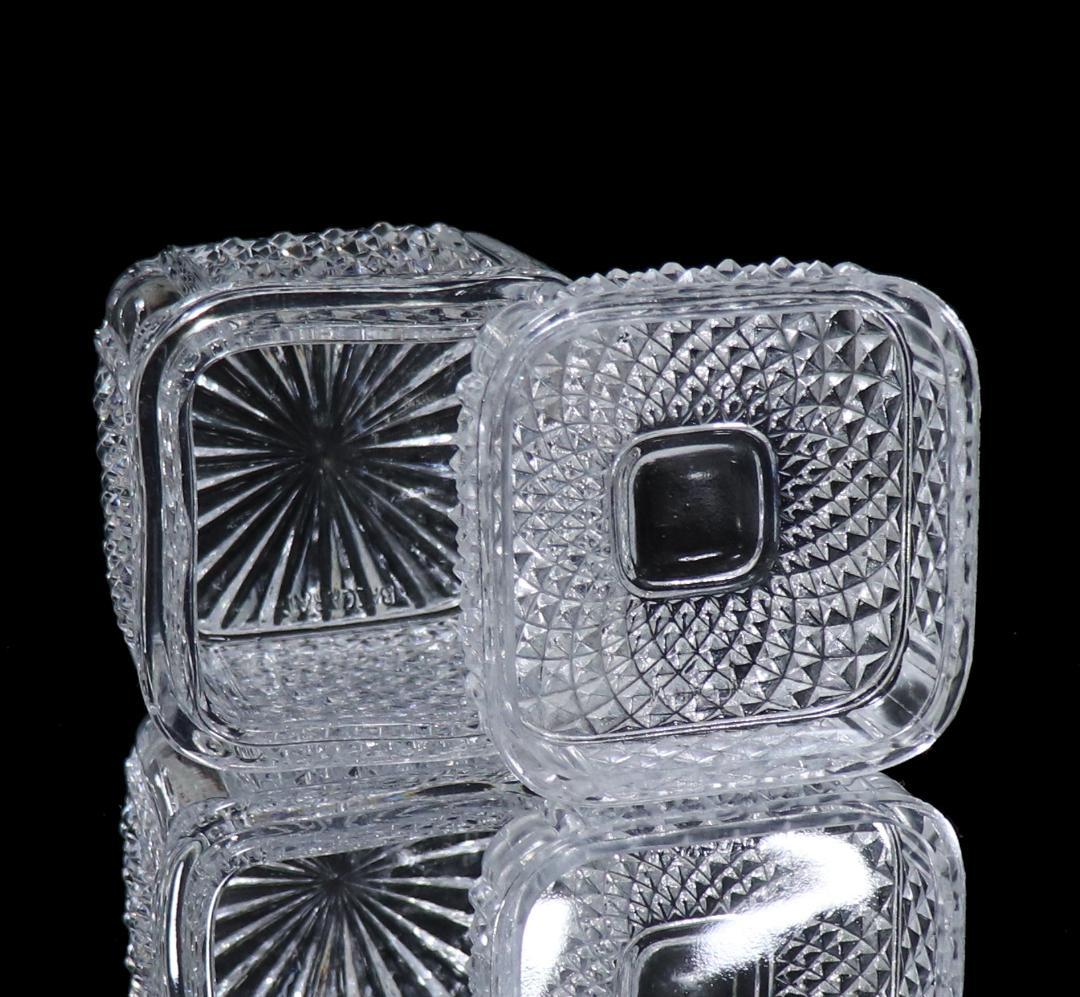 オールド・バカラ 稀少型 ディアマン・ビゾー スクエア型 蓋物 小物入れ