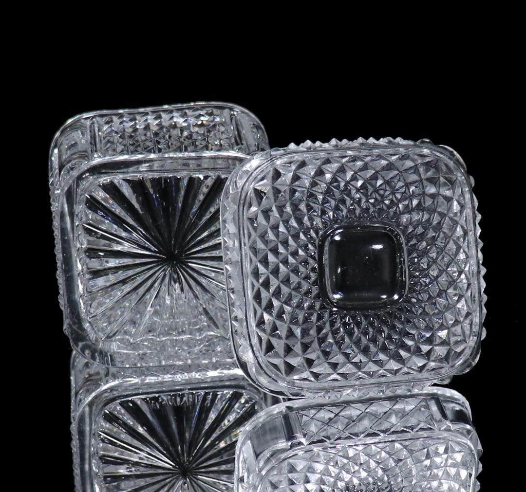 オールド・バカラ 稀少型 ディアマン・ビゾー スクエア型 蓋物 小物入れ