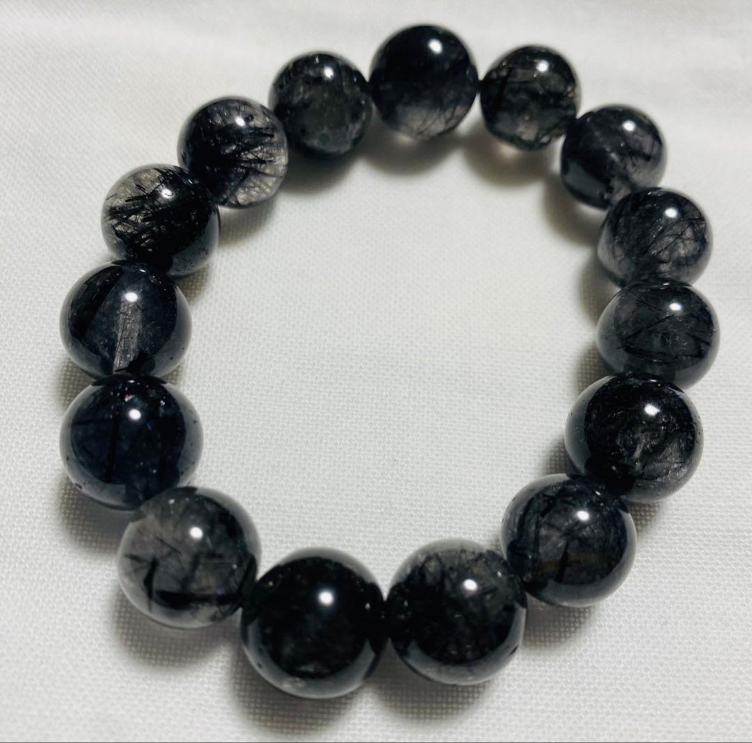 ブラックルチルクォーツ ブレスレット 約12mm