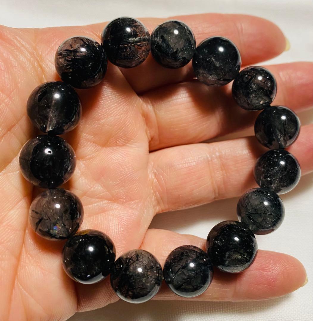 ブラックルチルクォーツ ブレスレット 約12mm