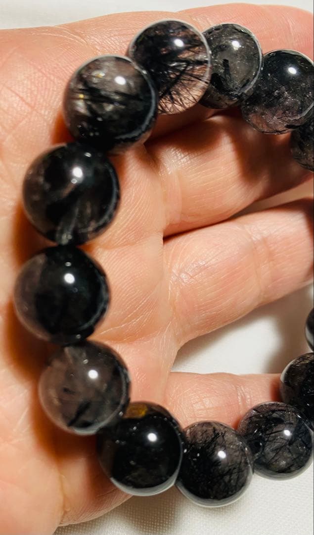 ブラックルチルクォーツ ブレスレット 約12mm