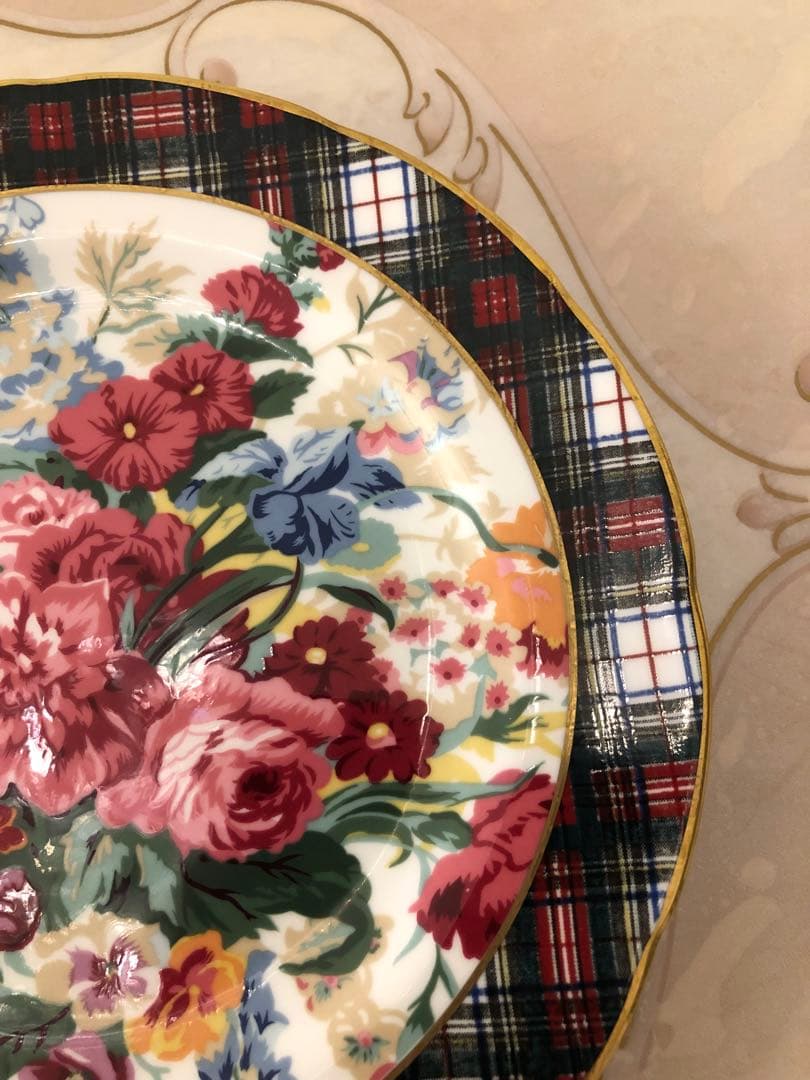 ラルフローレン　ハンプトンフローラルシリーズ　プレート　皿　ウェッジウッド製