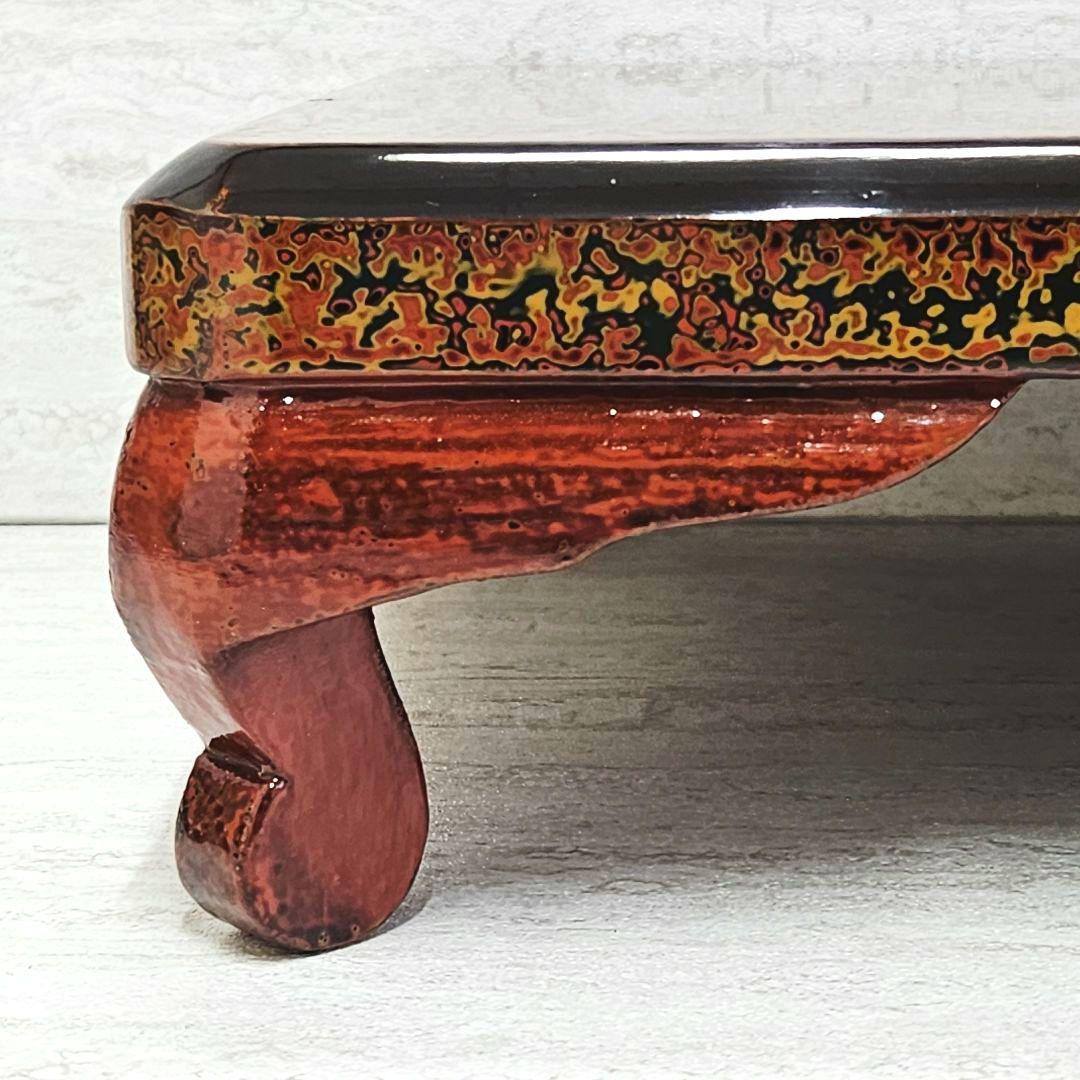 美品‼️ヴィンテージ「津軽塗 唐塗 巻足花台 天板 35×30cm」