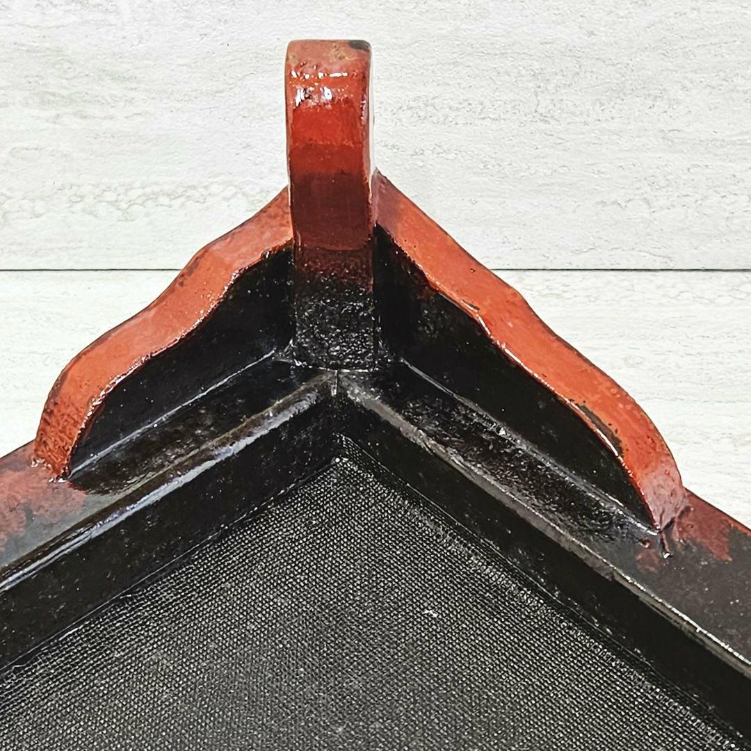 美品‼️ヴィンテージ「津軽塗 唐塗 巻足花台 天板 35×30cm」