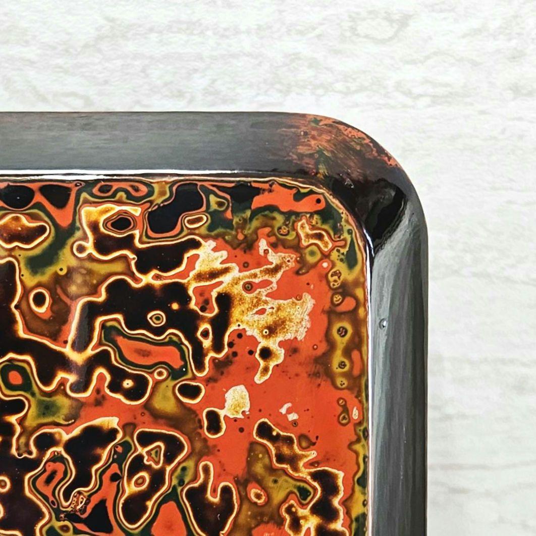 美品‼️ヴィンテージ「津軽塗 唐塗 巻足花台 天板 35×30cm」
