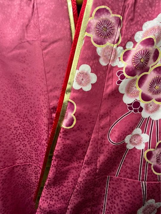 美品　値段交渉可　振袖　ピンク　花柄　ポリエステル