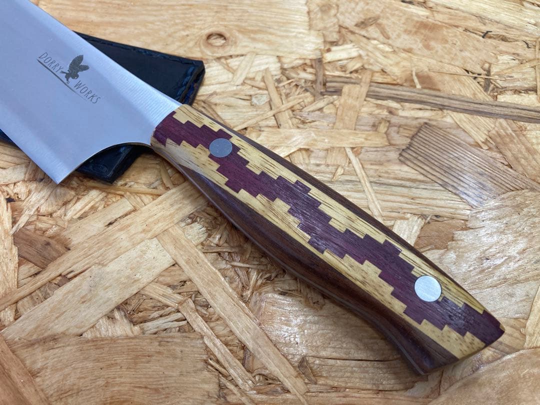 Dorry Works 三徳包丁 寄木細工ハンドル シース付き（刃付け直し無料）