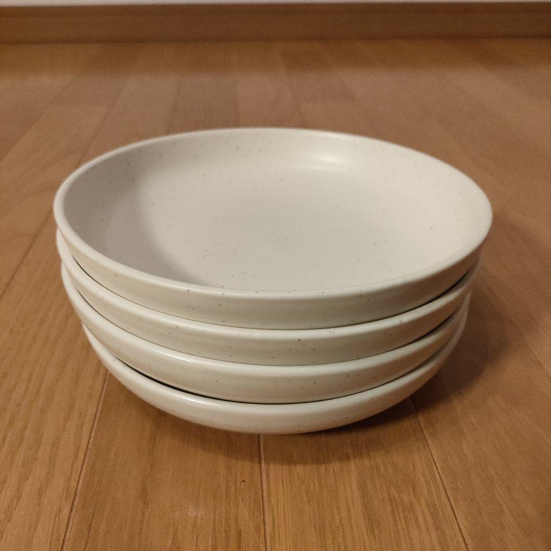 陶器 深皿 4枚セット 約20cm 白粉引（黒い斑点） ④