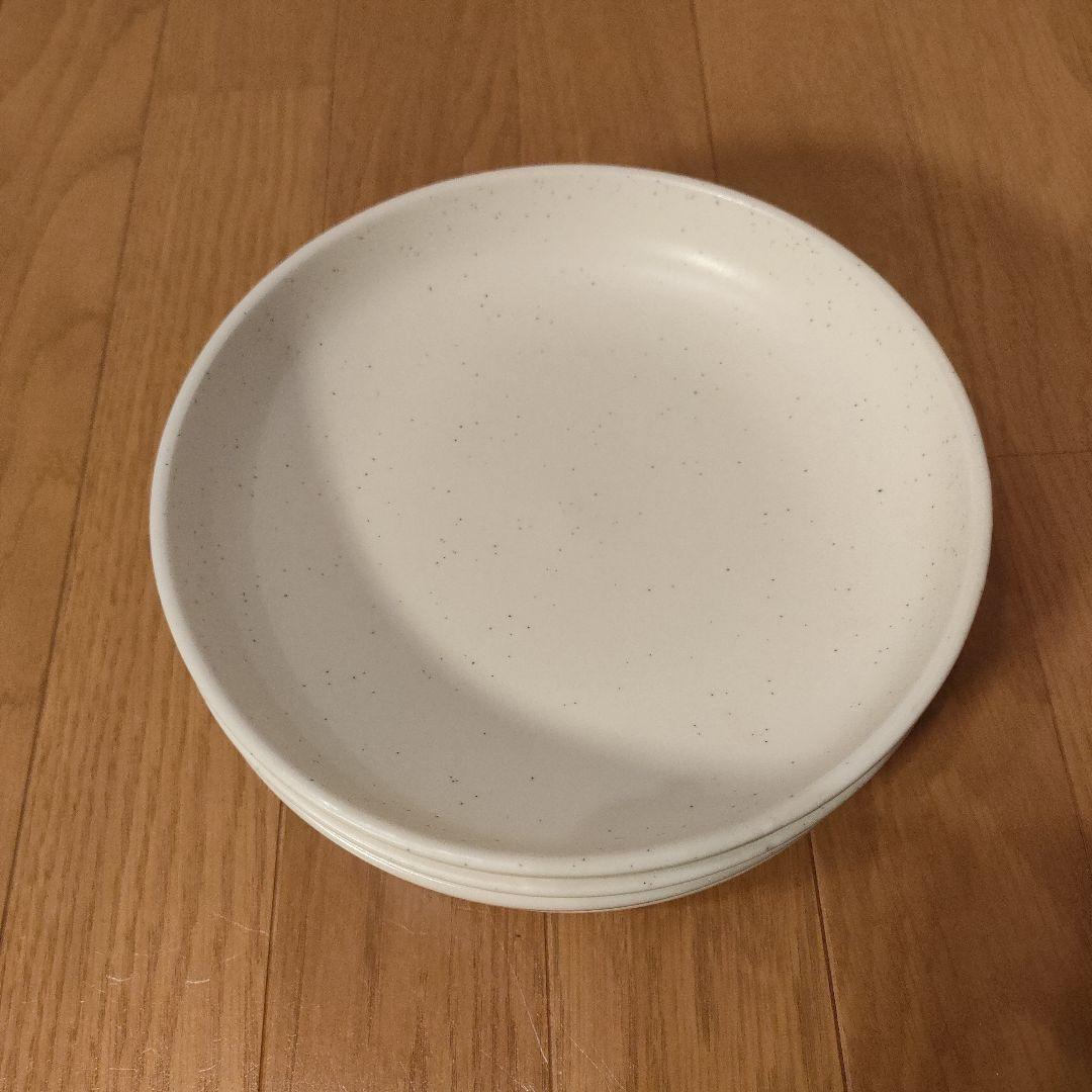 陶器 深皿 4枚セット 約20cm 白粉引（黒い斑点） ④