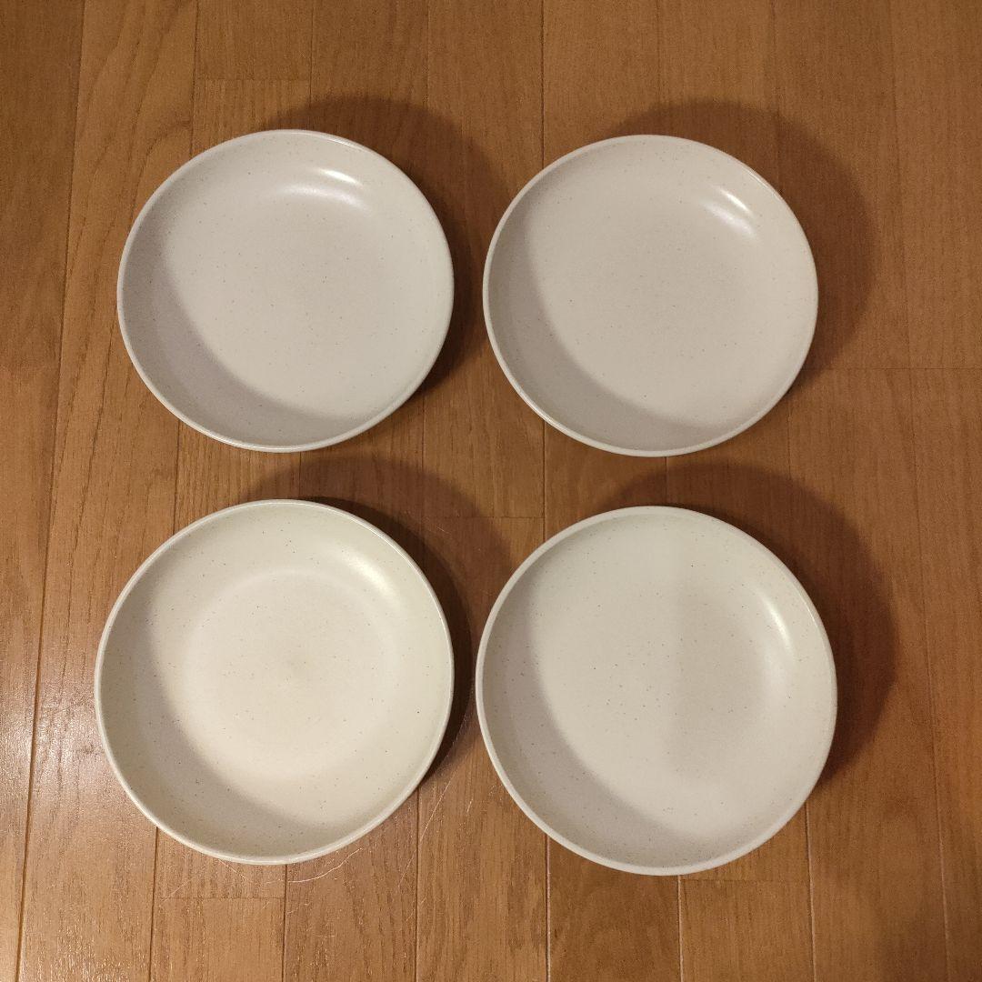 陶器 深皿 4枚セット 約20cm 白粉引（黒い斑点） ④