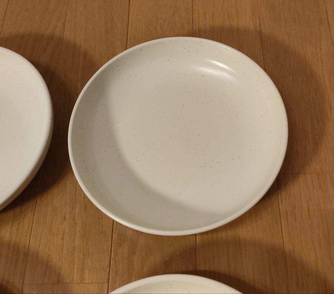 陶器 深皿 4枚セット 約20cm 白粉引（黒い斑点） ④
