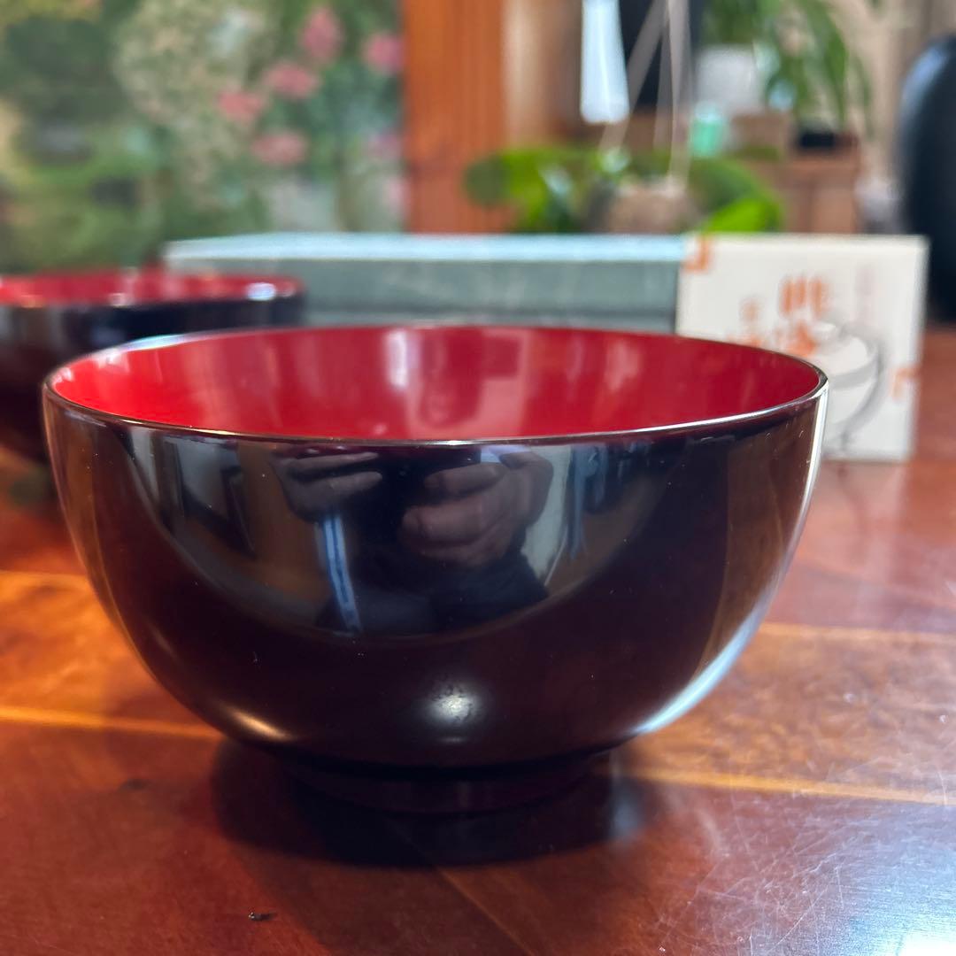 お値下げ、秋田川連漆器、大椀2個セット、未使用。