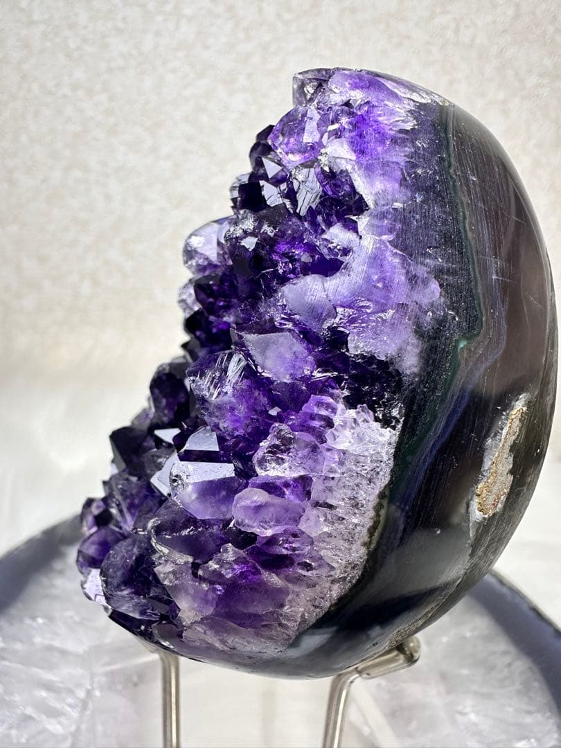 極上濃紫 ウルグアイ産 帝王アメジスト クラスター 濃紫結晶 虹入り 987